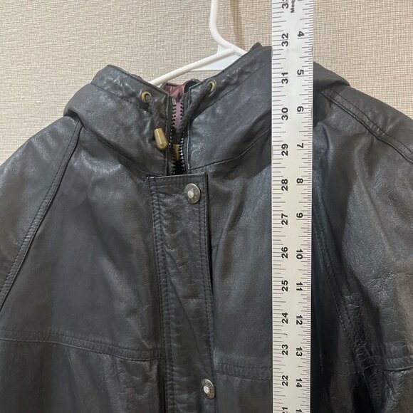 Authentic Winlit Vintage Small Black Leather Jacket/Coat Leather - Picture 7 of 16